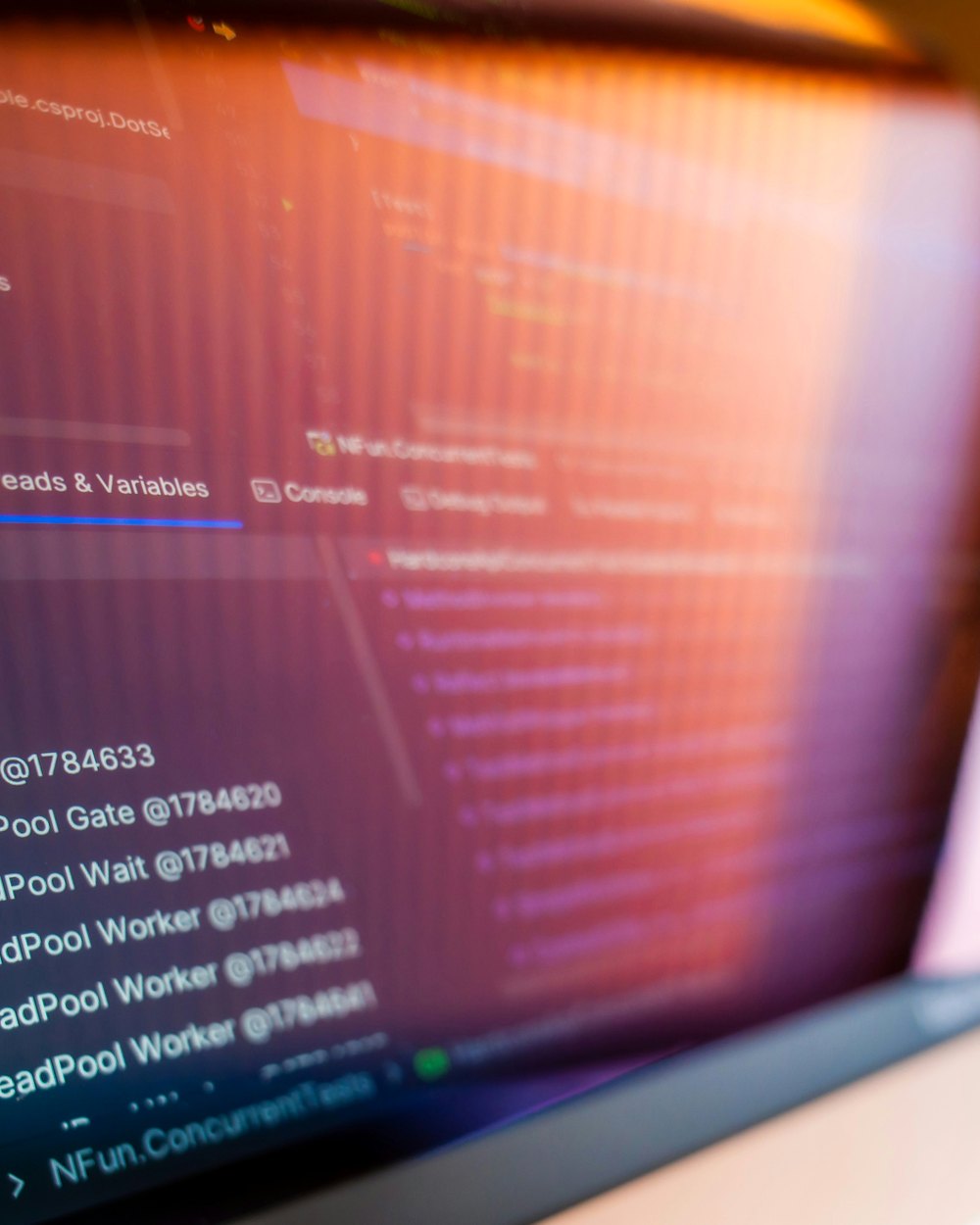Computer screen displaying software code